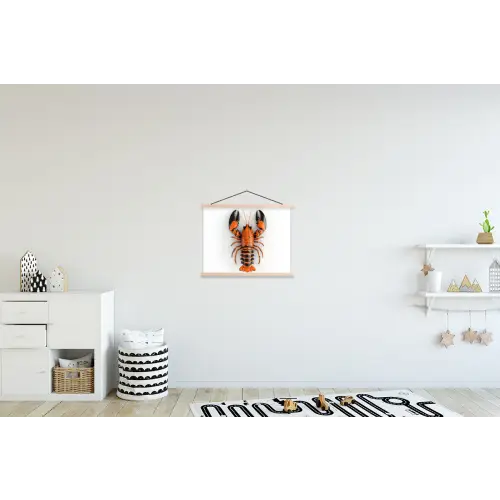 Kreeft - Zwart - Oranje - Wit - Uniek textielposter latten blank klein -kinderkamer