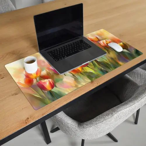 Tulpen - Sprookjesachtig - Kleurrijk Muismat XXL klein -sfeer1