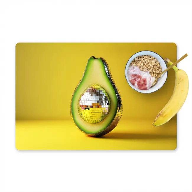 Avocado - Discobal - Geel - Glitter Placemat vinyl groot -zzzproduct_Kitchenyeah-website