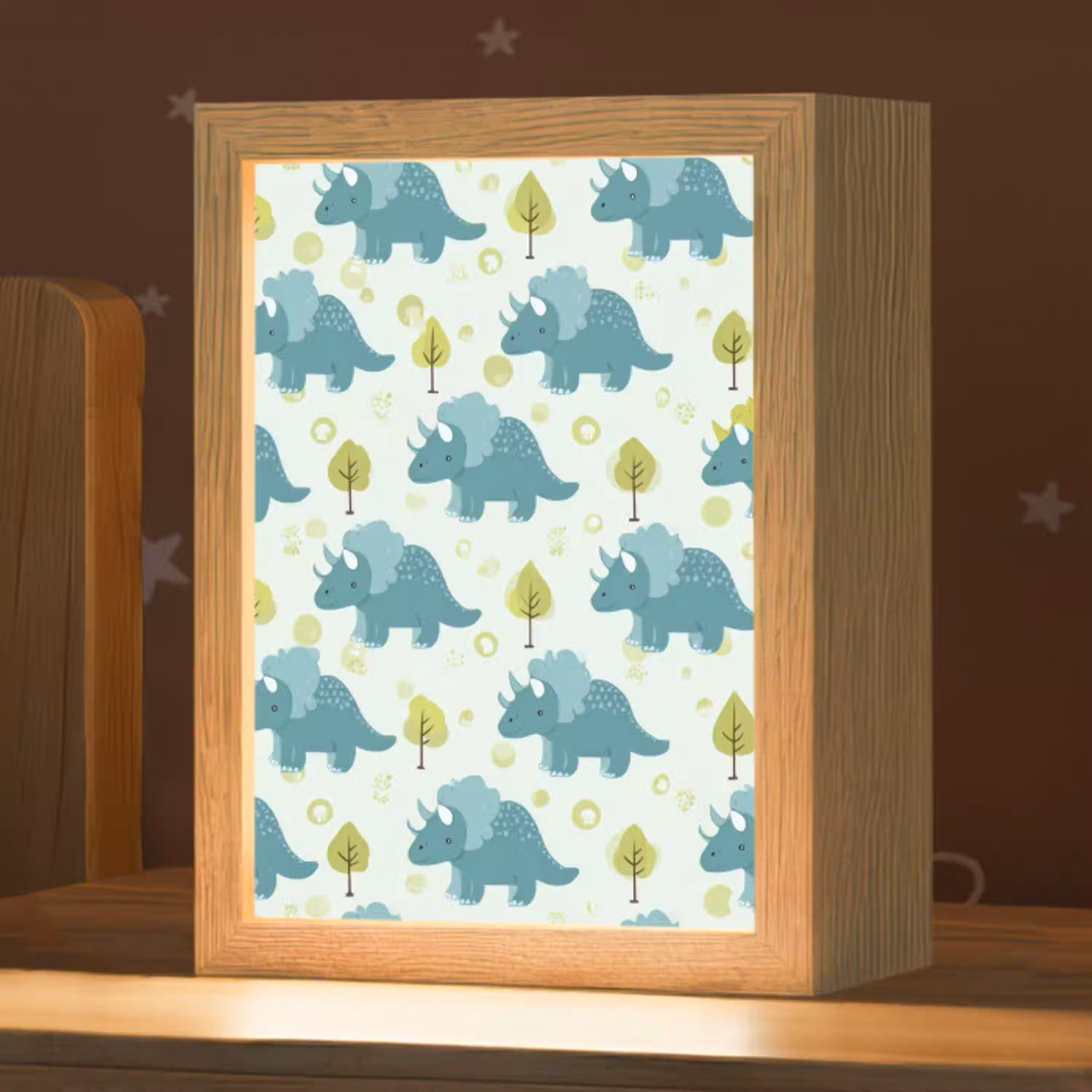 Triceratop - Blauw - Stippen - Boompjes Light Box met kabel klein -zzz_3d_website