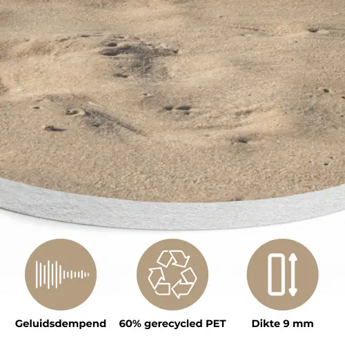 Zand - Strand - Paal - Water - Zomer Akoestische PET Vilt - Rond klein -closeup_NL
