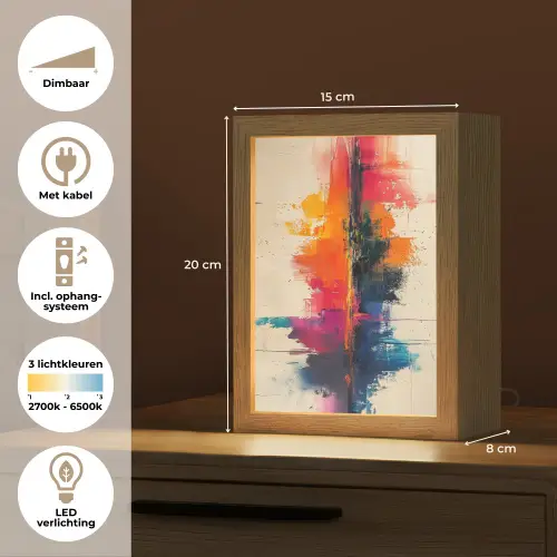 Modern - Verf - Kunst - Kleurrijk Light Box met kabel (Tafellamp) klein -USP_NL