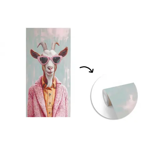 Zonnebril - Roze - Geit - Horen fotobehang vinyl groot -3d