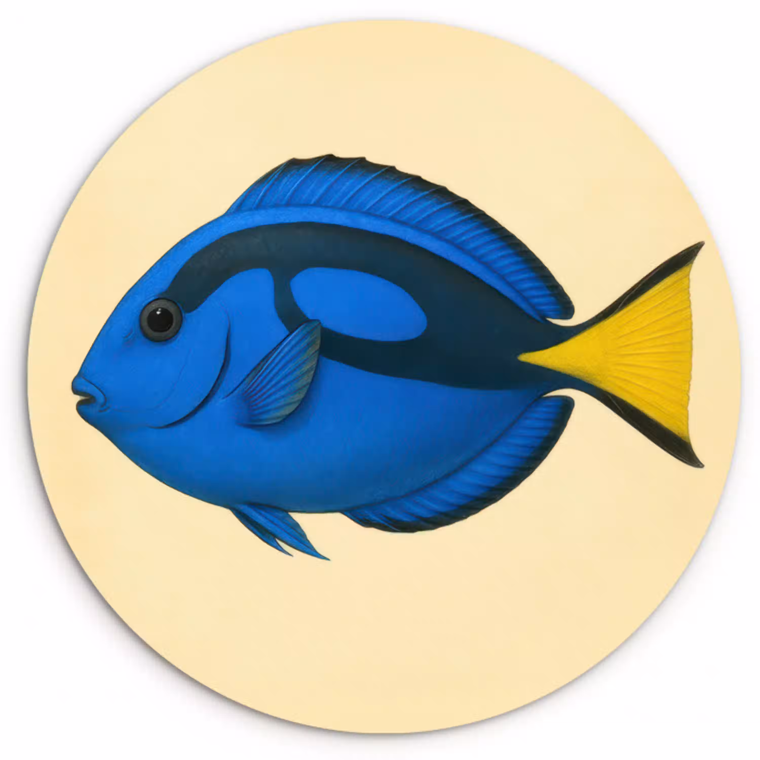 Blauw - Dory - Vis - Staartvin Wandcirkel kunststof plaat 5mm dik klein -3d