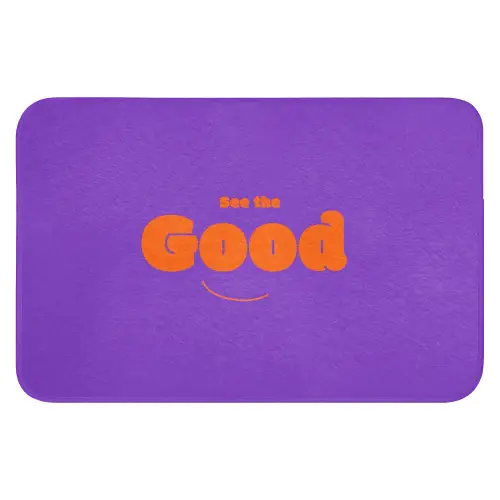 See the good - Oranje - Paars - Smiley Badmat klein -3d