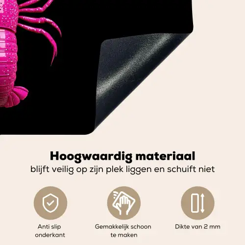 Kreeft - Felroze - Stippen - Opvallend Inductie beschemer met haakjes klein -ky-onderkant-nl