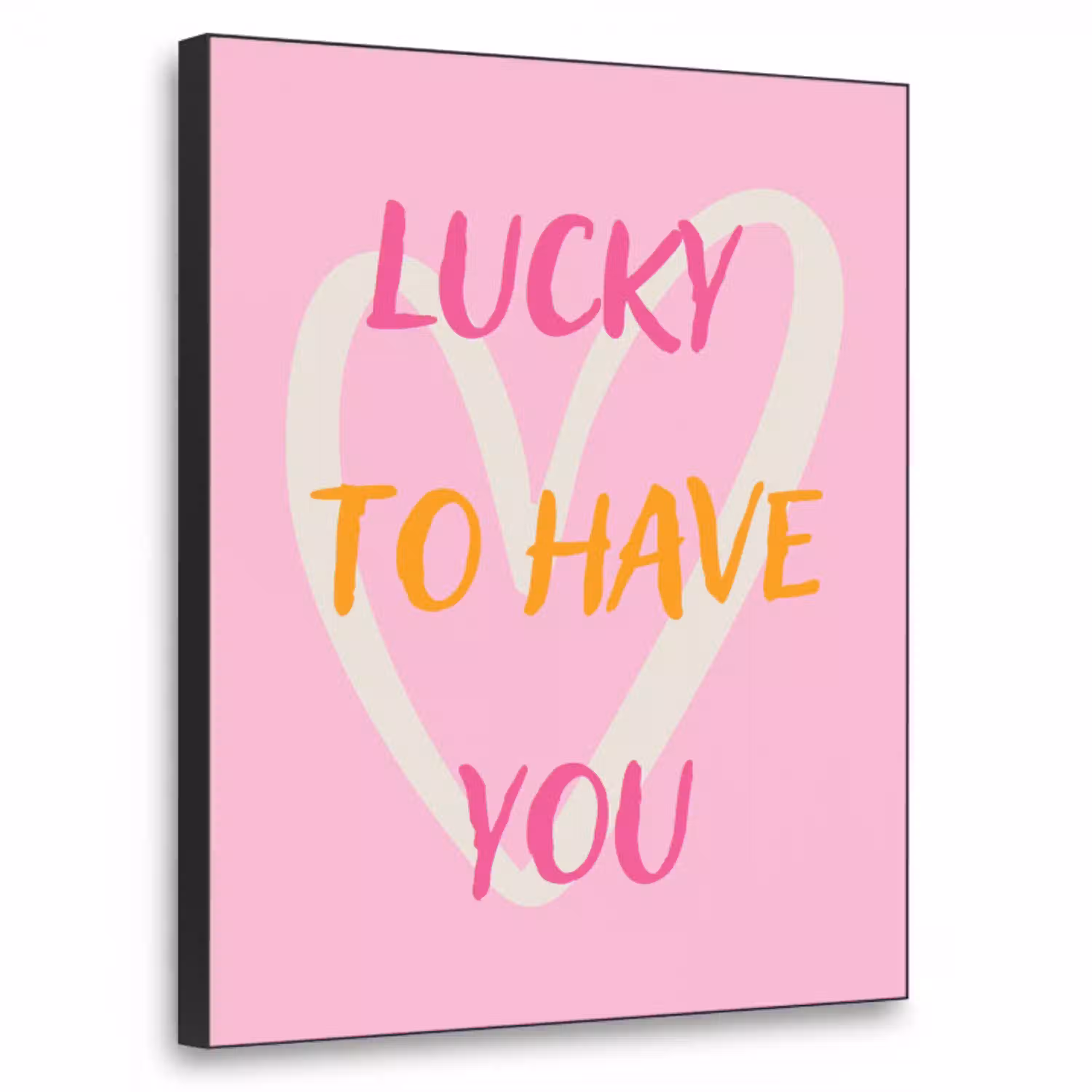 Lucky - Love - Valentijn - Roze Textielframe - compleet frame klein -3d