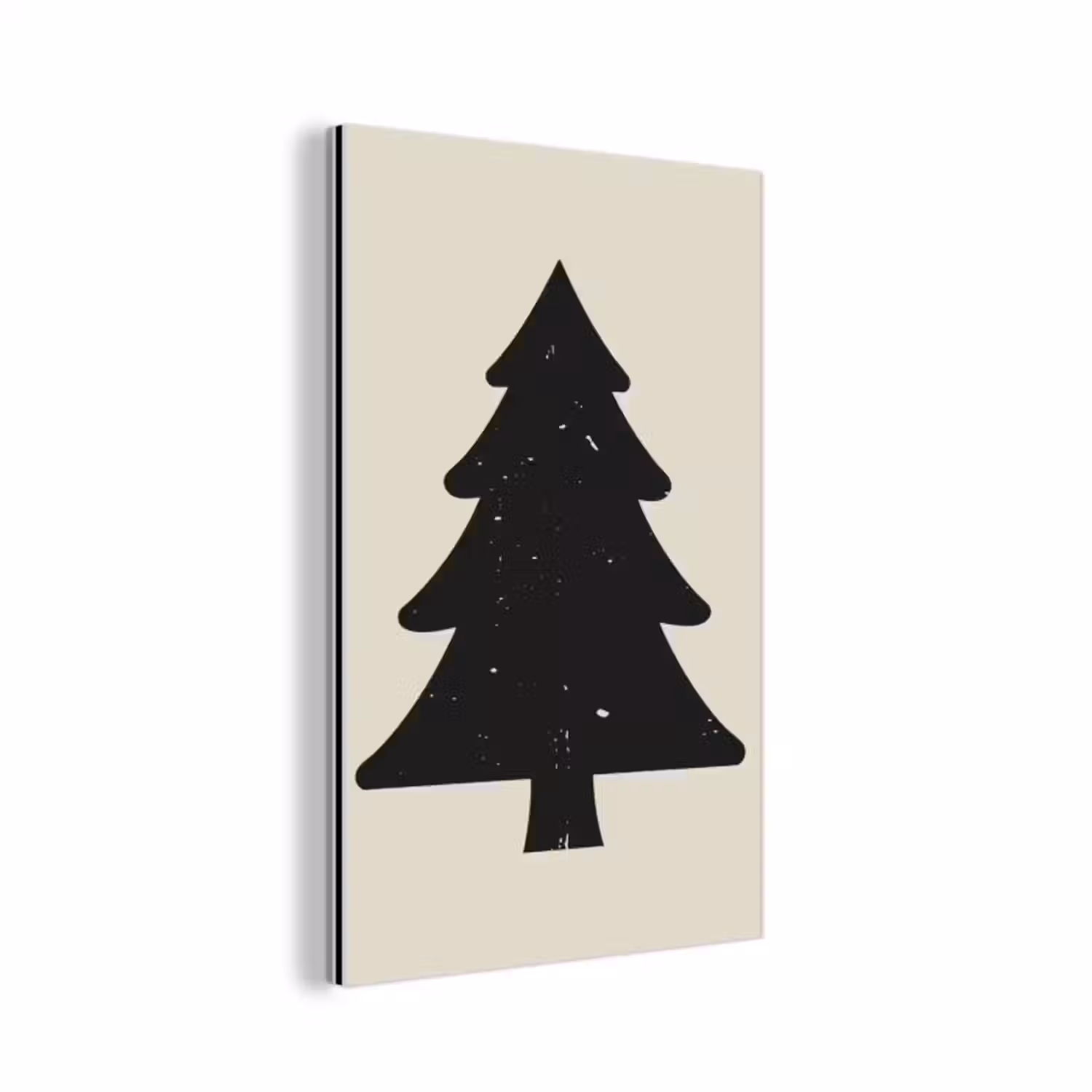 Aluminium schilderij - Kerstboom - Zwarte kerstboom - Boom - Japandi