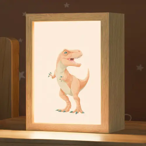 Dino - T-Rex - Oranje Light Box met kabel (Kinderlampje) klein -zzz_3d_website
