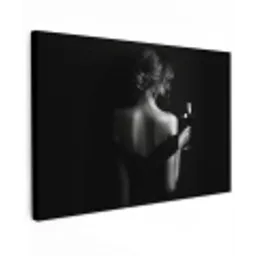 Vrouw - Wijn - Jurk Tuinposter op houten frame 2 cm dik klein -3d
