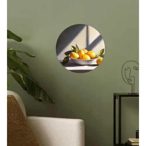 Citroenen - Stilleven - Geel Wandcirkel behangsticker klein -sfeer2