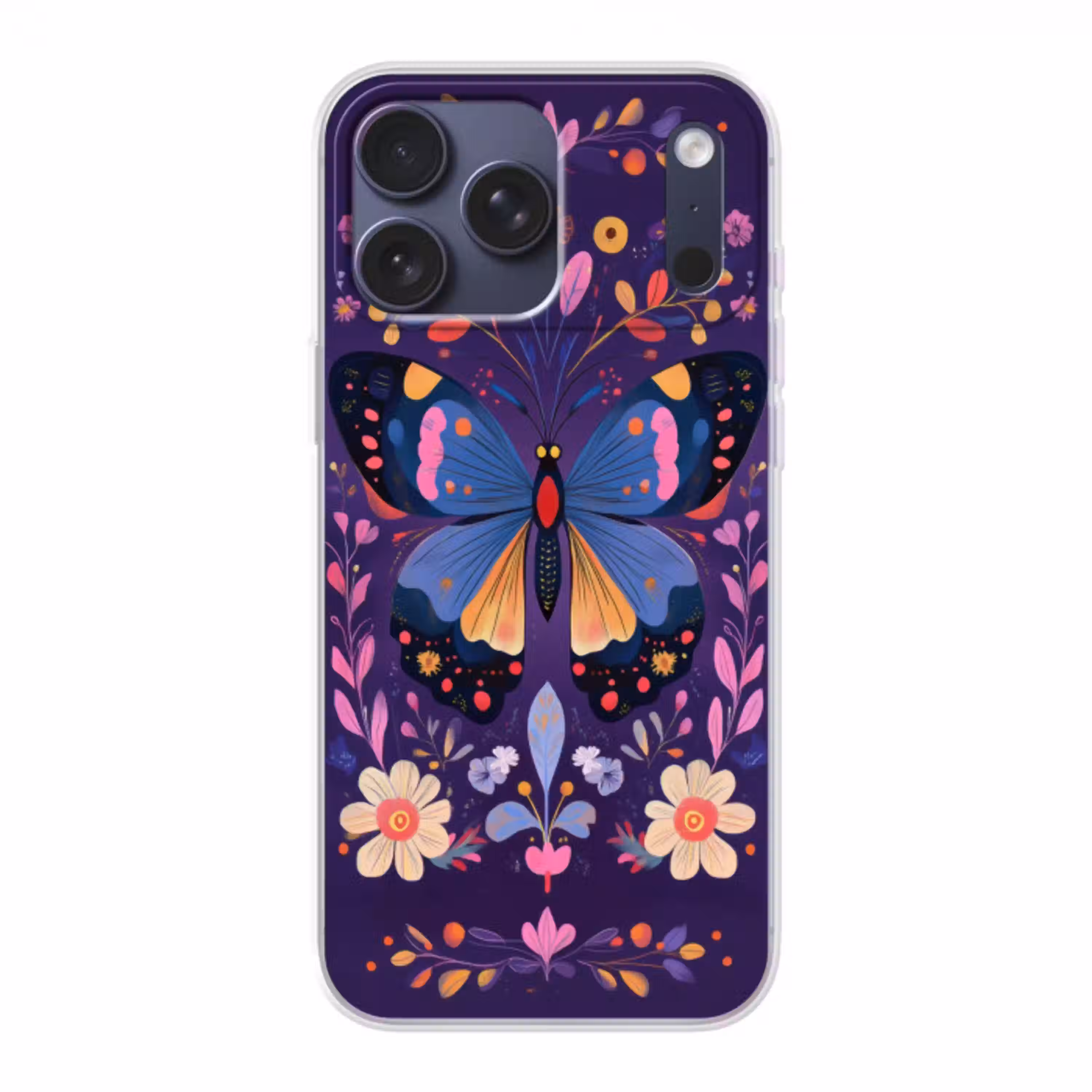 Sierlijk - Bloemen - Vlinder - Paars Telefoonhoesje iPhone 17 Pro Max klein -3d