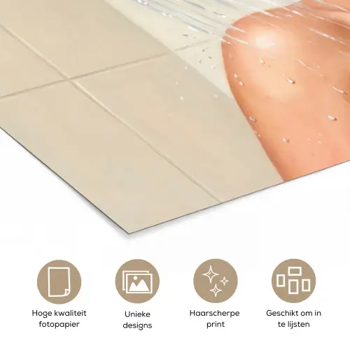 Vrouw - Douche - Roze poster papier klein -closeup_NL