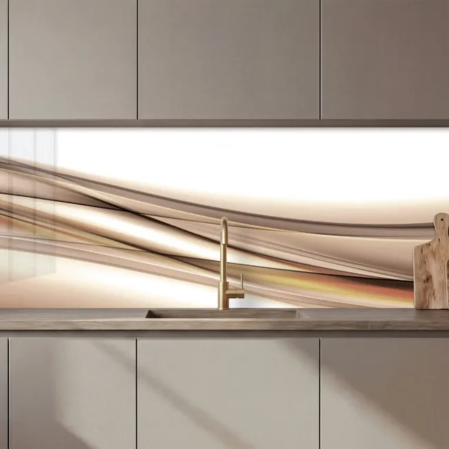 Keuken achterwand - Golven - Abstract - Taupe