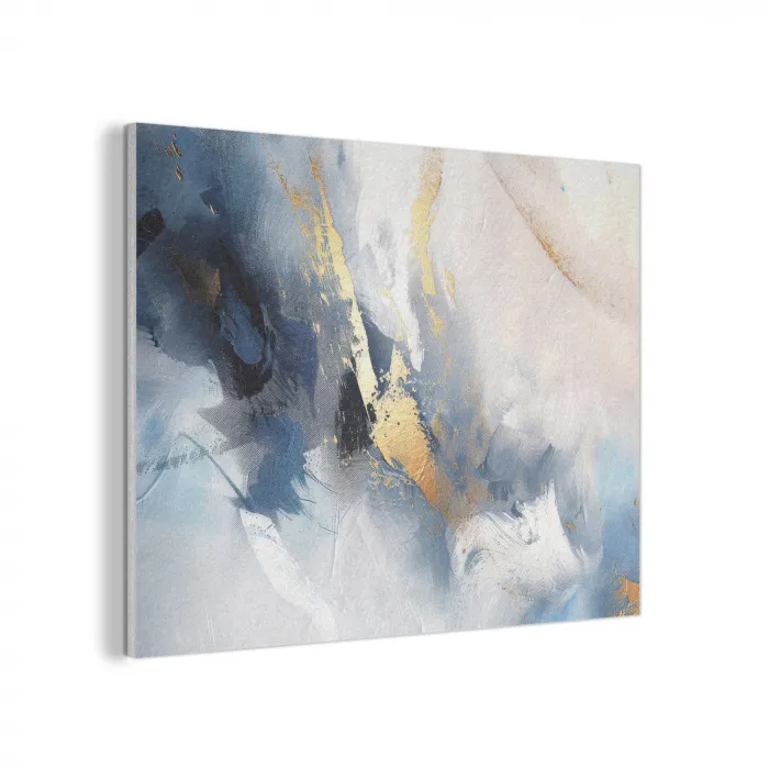 Blauw - Modern - Marmer - Abstract - Goud PET vilt klein -3d