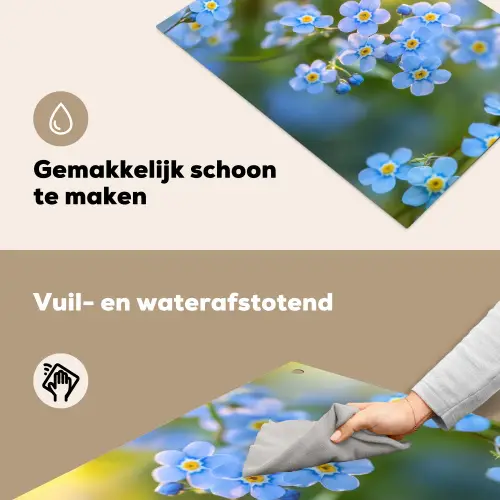 Bloemetjes - Blauw - Vergeet mij nietjes Inductie beschemer met haakjes klein -ky-schoon-nl