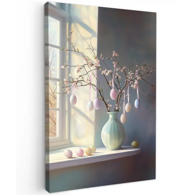 Stilleven - Vaas - Paastak Tuinposter op houten frame 2 cm dik klein -3d