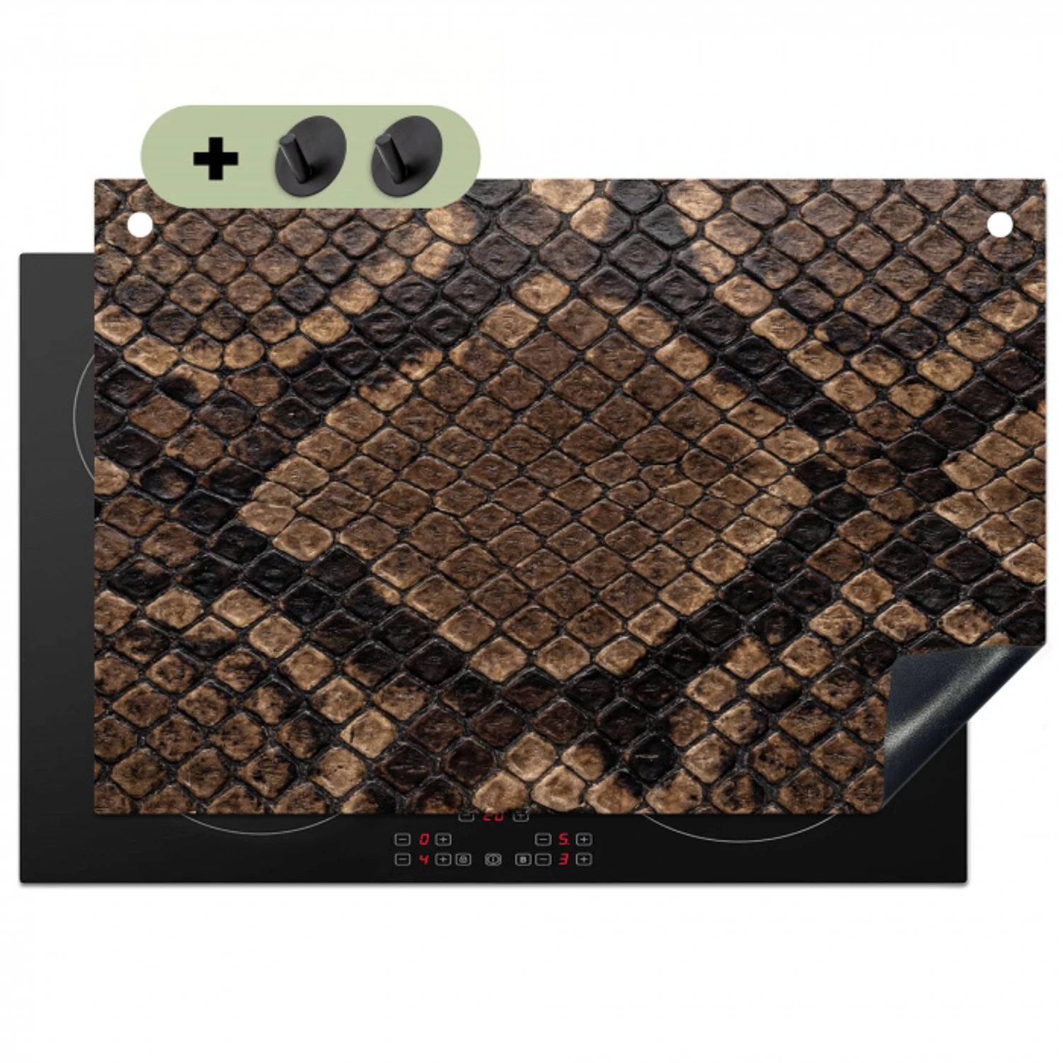 Python - Schubben - Brons Inductie beschemer met haakjes klein -3d