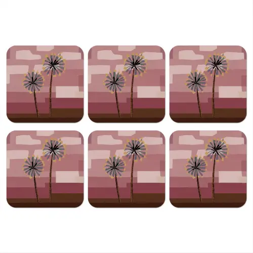 Illustratie - Bloemen - Vlakken - Abstract onderzetter kurk middel -3d