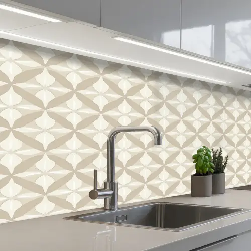 Patroon - Klassiek - Beige keuken achterwand 2 middel 871 -3d_schuin