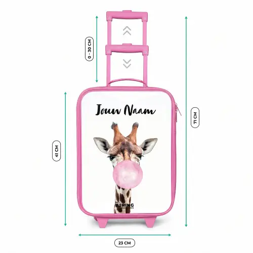 Kauwende Kobus Kinderkoffer - Roze klein -productfoto_formaten