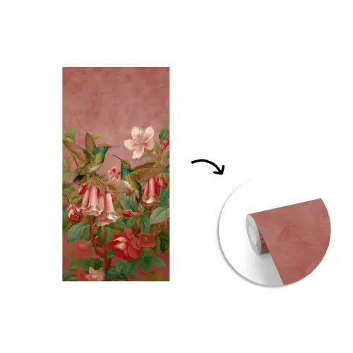 Kolibries - Bloemen - Groen - Roze fotobehang vinyl groot -3d