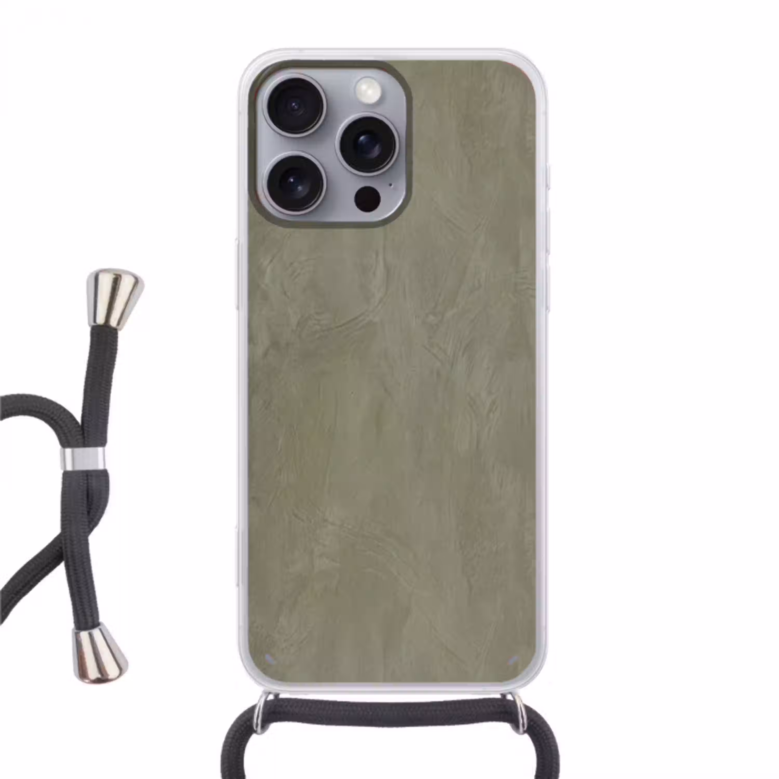 Textuur - Betonlook - Achtergrond - Modern - Groen Hoesje iPhone 16 Pro Max met koord klein -3d