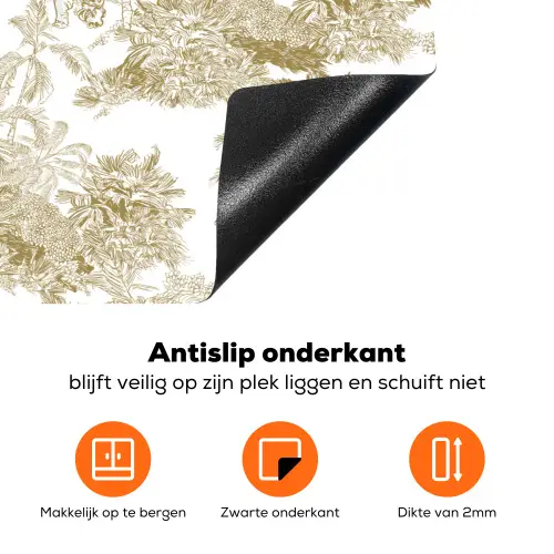 Tijger - Jungle - Vogel - Beige Inductie beschermer vinyl 3mm klein 276 -zzzzzzz-td-onderkant