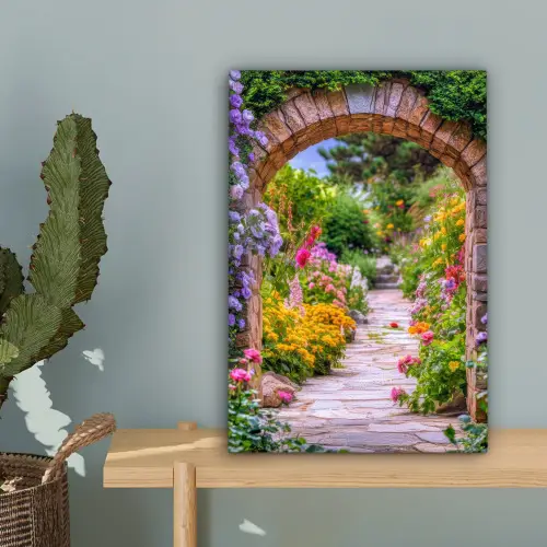 Doorkijk - Bloemen - Pad - Natuur canvas 2cm klein -sfeer4