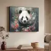 Panda - Wilde dieren - Bloemen - Natuur Textielframe zwart klein -sfeer3