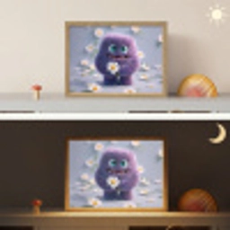 Monster - Paars - Madeliefjes Light Box met batterij (Wandlamp kind) middel -sfeer3_kind