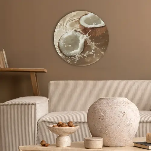 Kokosnoot - Water - Beige - Spetters Akoestische PET Vilt - Rond klein -sfeer1