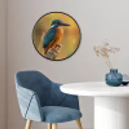 IJsvogel - Tak - Water - Kleurrijk - Levendig Fotolijst rond zonder passe partout klein -sfeer2