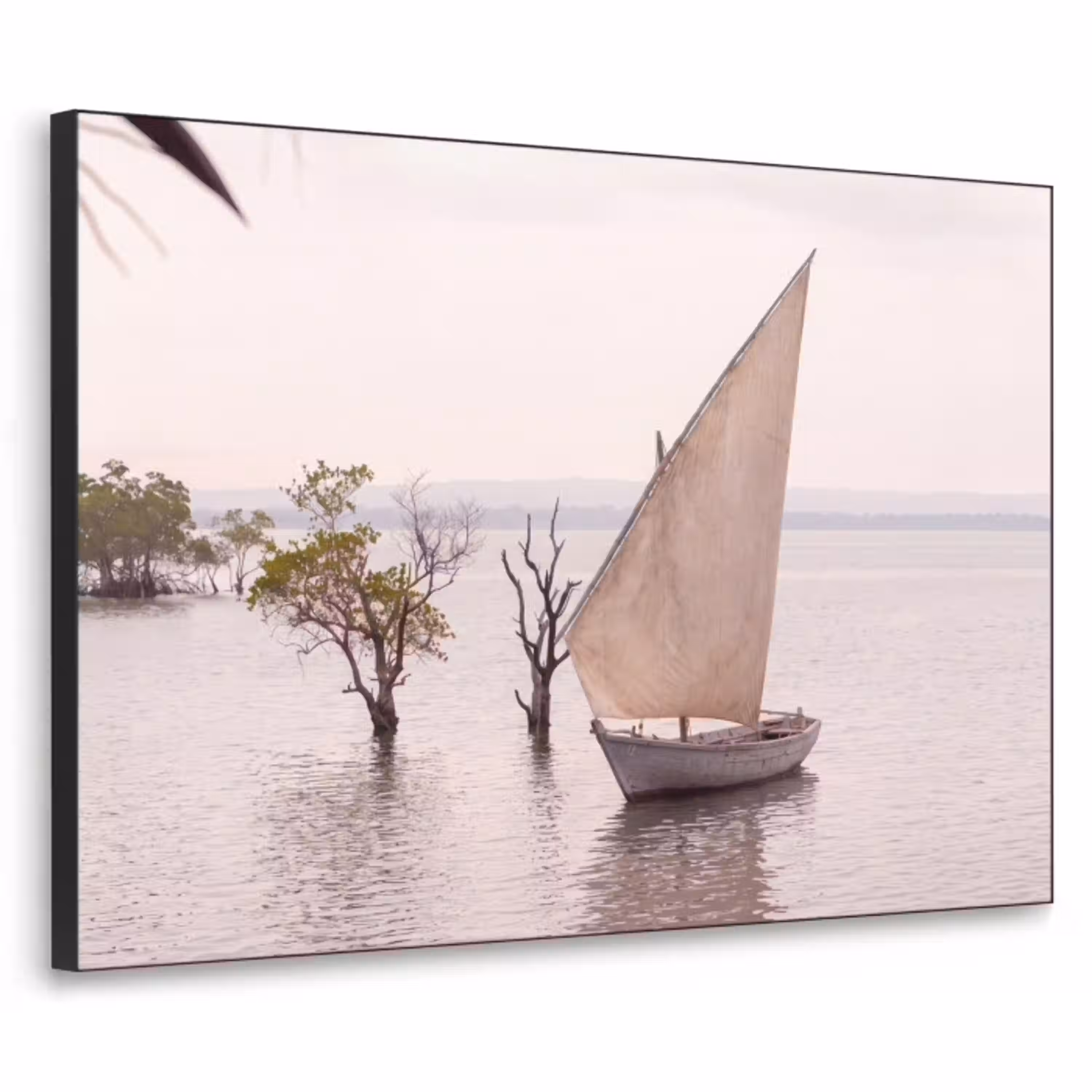 Boot - Zeil - Water - Tropisch - Natuur Textielframe zwart klein -3d