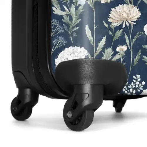 Bloemen patroon blauw NBS - Handbagage koffer - Kinderen Unisex middel -wiel
