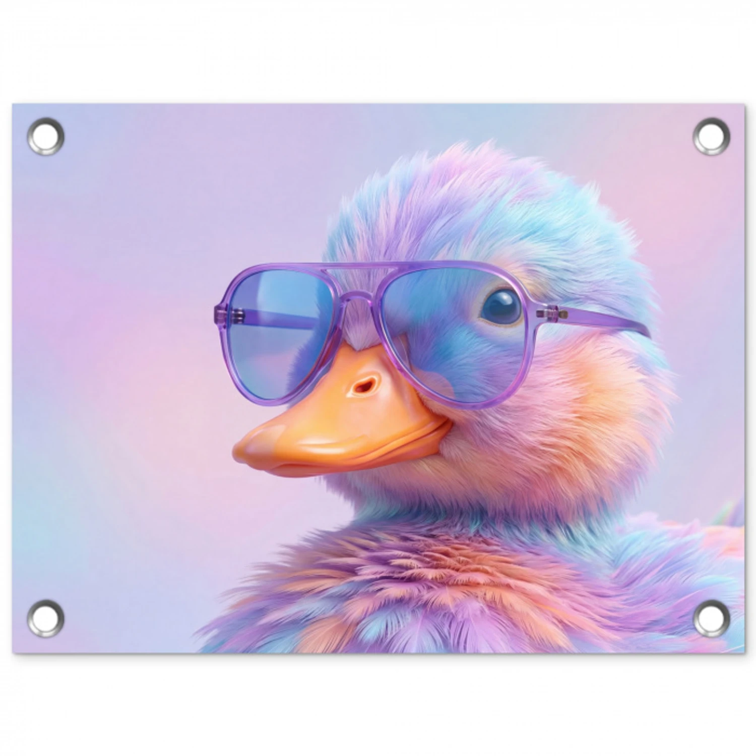 Eend - bril - Pastel tuinposter los doek klein -3d