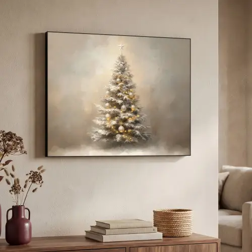 Kerst - kerstboom - Sneeuw - Art Textielframe zwart klein -sfeer3