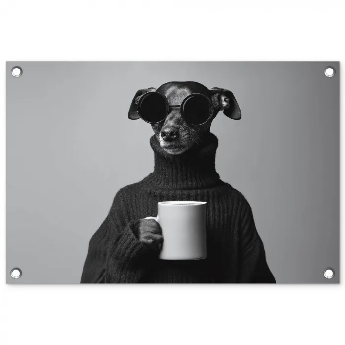 Coltrui - Hond - Bril - Mok tuinposter los doek klein -3d