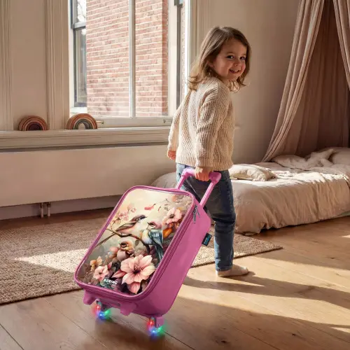 Vogels met roze bloemen Kinderkoffer - Roze klein -sfeer1