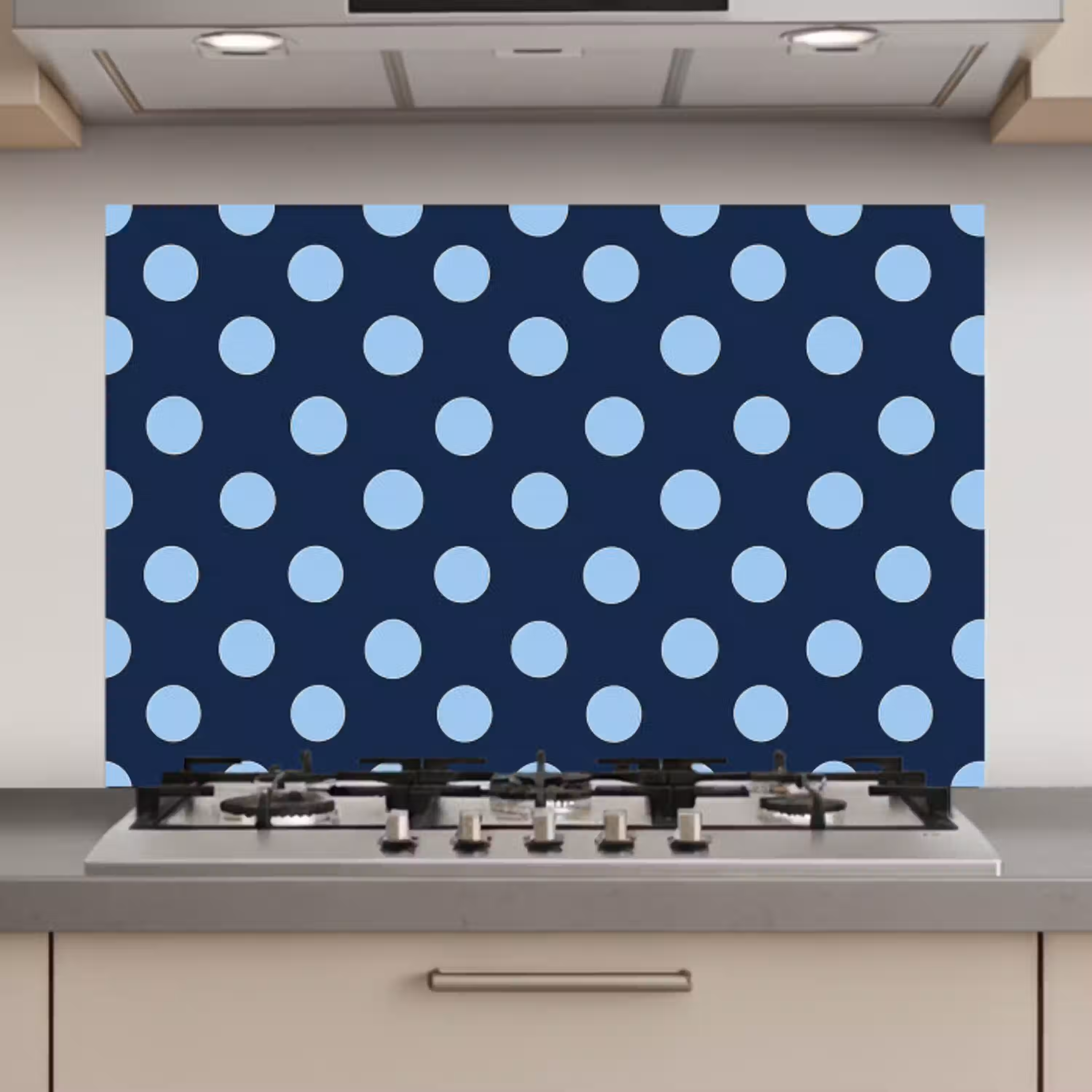 Klassiek - Dots - Blauw keuken achterwand spatscherm klein 900 -3d_website