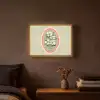 Bloemen - Illustratie - Geruit - Groen Light Box met batterij (Wandlamp) middel -sfeer4