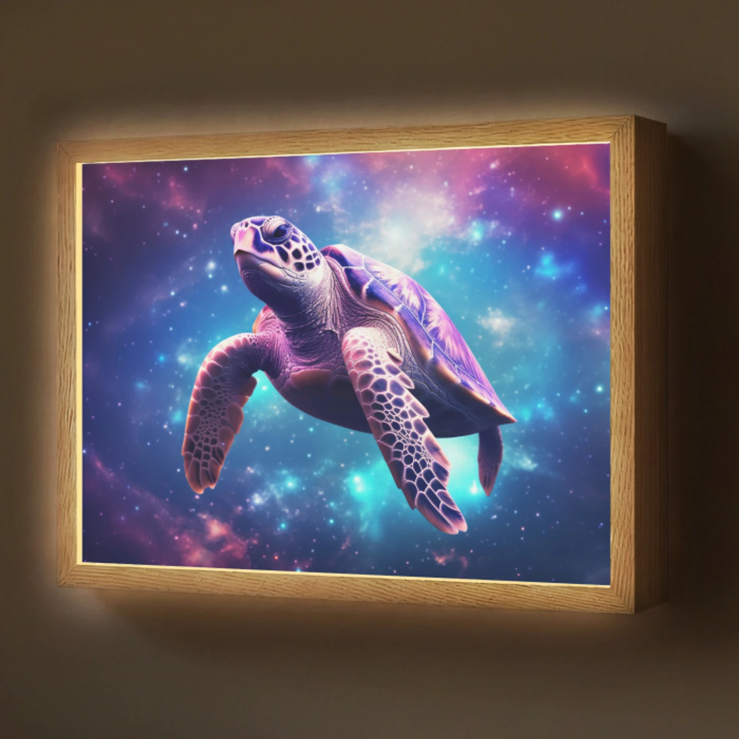 Schildpad - Dier - Galaxy - Ruimte Light Box met batterij (Wandlamp) middel -z3d_website