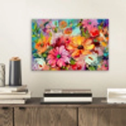 Bloemen - Kleurrijk - Kunst - Olieverf aluminium wit klein -sfeer1