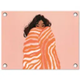 Meisje - Deken - Gestreept - Oranje tuinposter los doek klein -3d