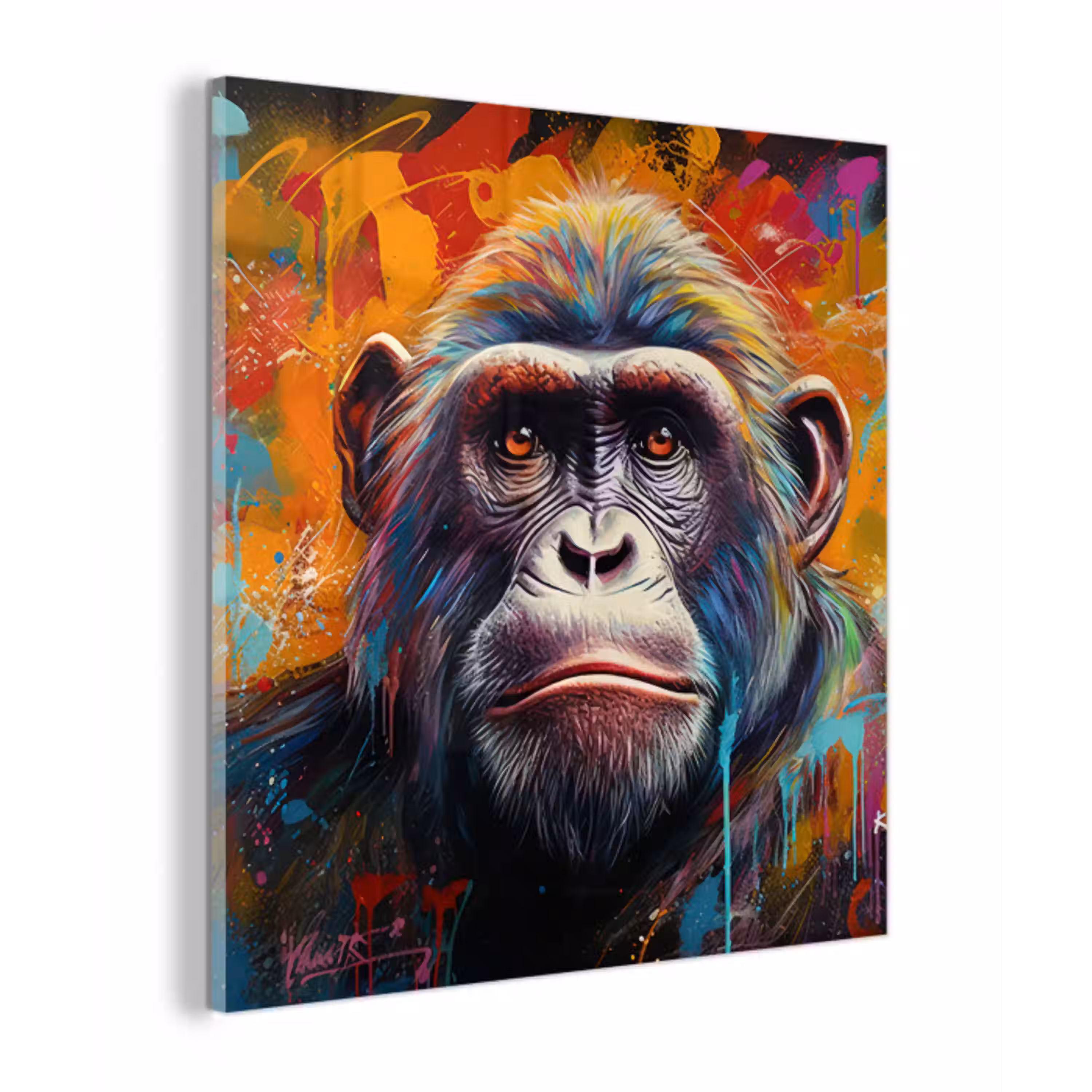Aap - Gorilla - Graffiti - Dieren - Kleuren plexiglas 5mm klein -z3d