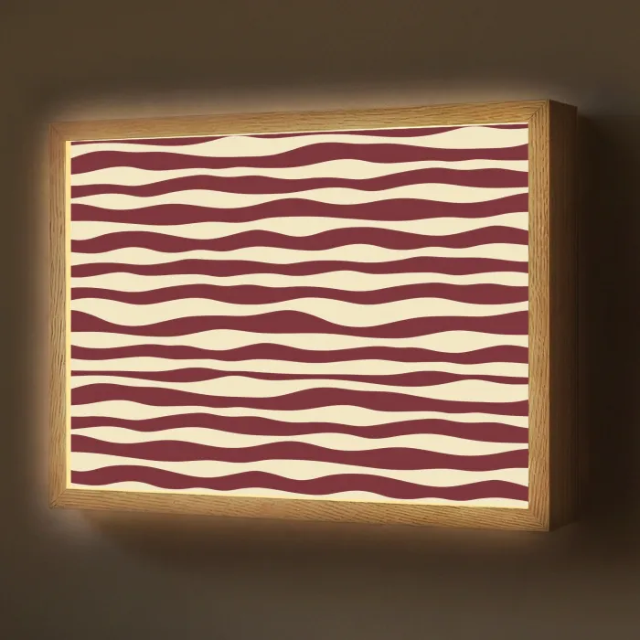 Golven - Rood - Patroon - Crème Light Box met batterij (Wandlamp) middel 907 -z3d_website