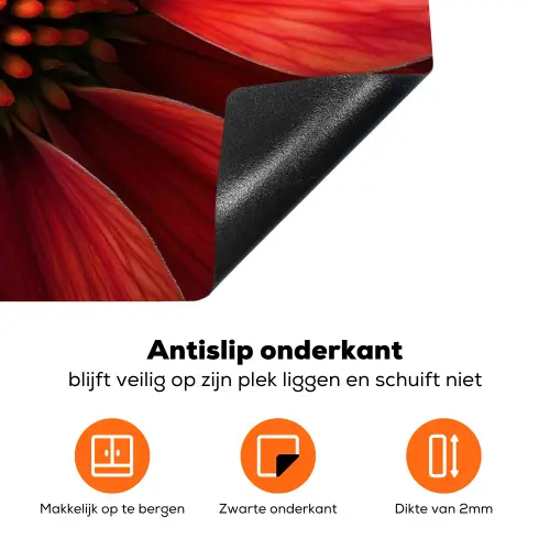 Close up - Bloem- Rood Inductie beschermer vinyl 3mm klein -zzzzzzz-td-onderkant
