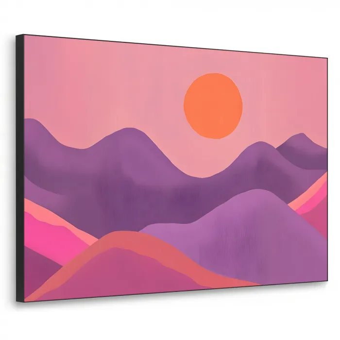 Zon - Heuvels - Paars - Abstract Textielframe - compleet frame klein -3d