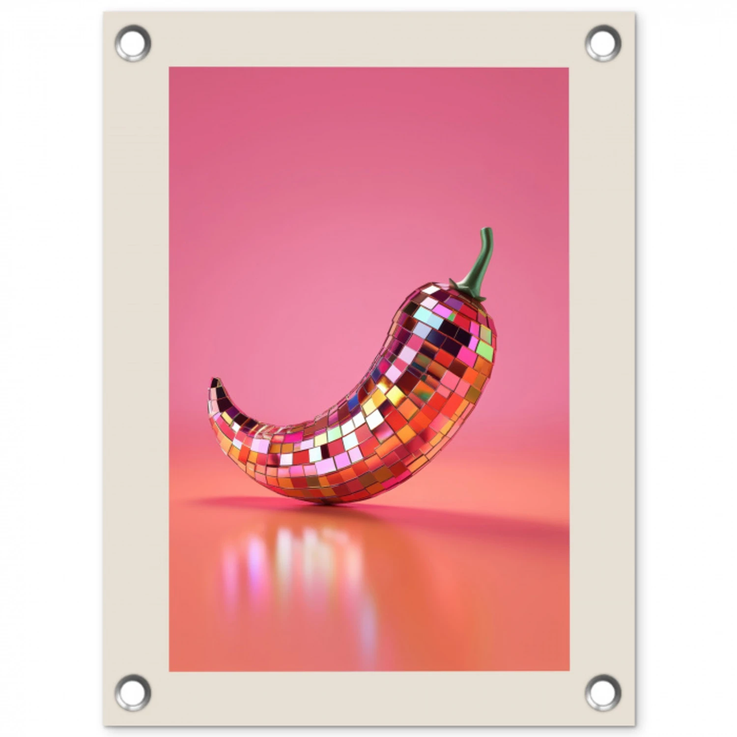 Disco - Peper - Roze tuinposter los doek klein -3d