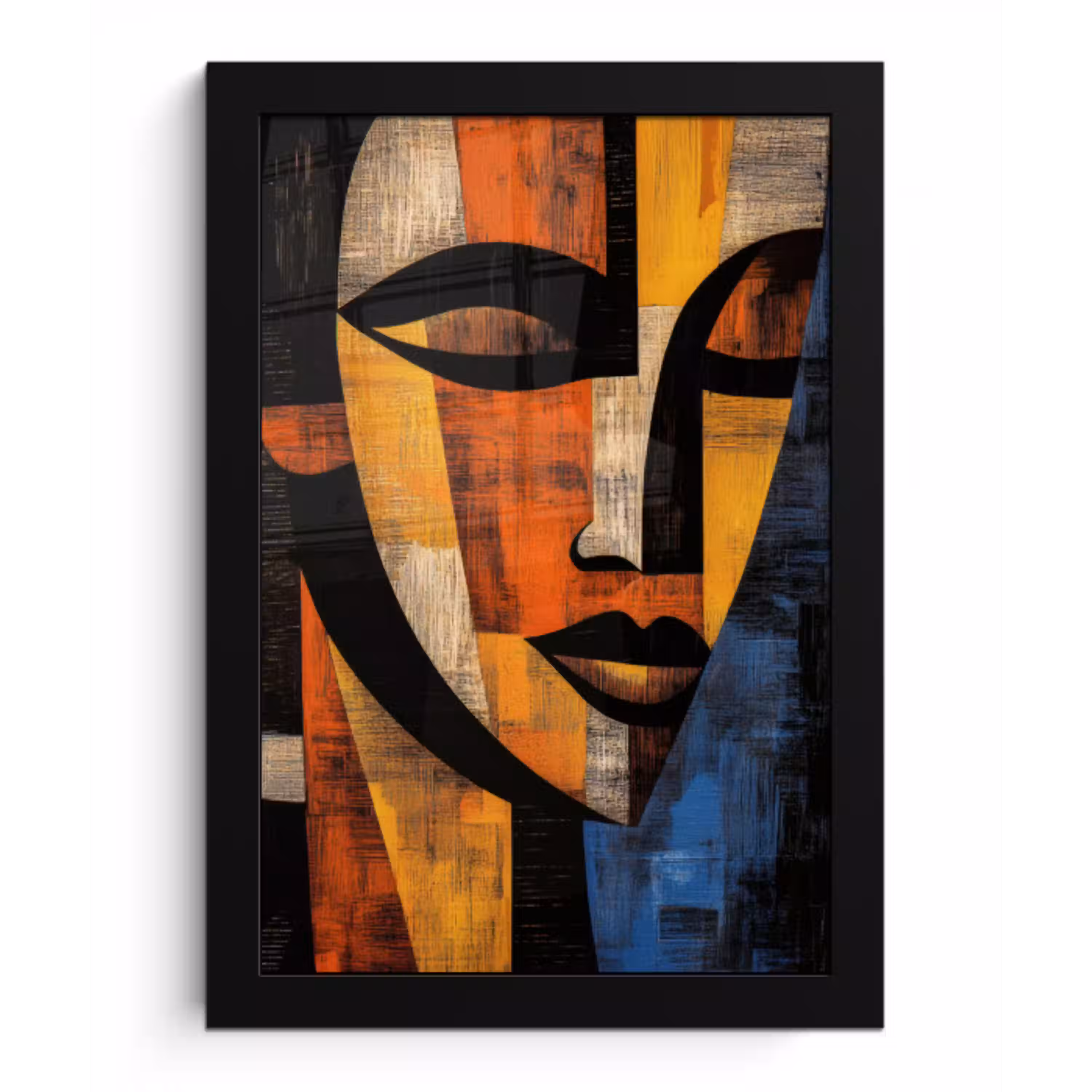 Abstract - Portret - Kleurvakken fotolijst zwart zonder passe partout klein -3d